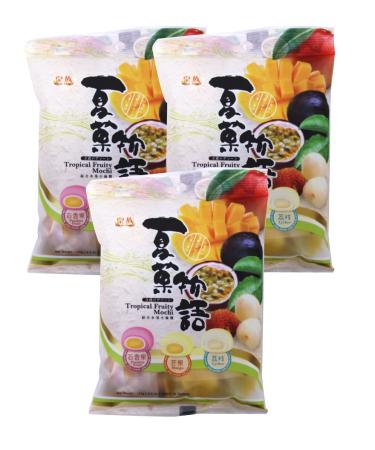 Tropical Fruity Mochi (Passion Fruit Mango lychee) Mixed flavors 4.2 oz (3 Packs) 4.2 Ounce (Pack of 3)