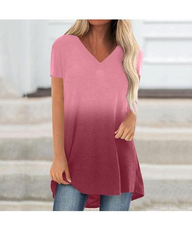 ABABC Women's Ombre Print V-Neck Tunic Top - Medium Pink - Buy Online on GoSupps.com