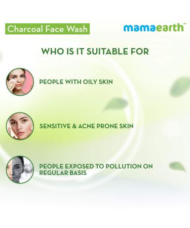 Mamaearth Activated Charcoal Face Wash for Oily Skin - Deep Cleansing Controls Oil & Unclogs Pores | 3.38 Fl Oz (100ml - Buy Online on GoSupps.com