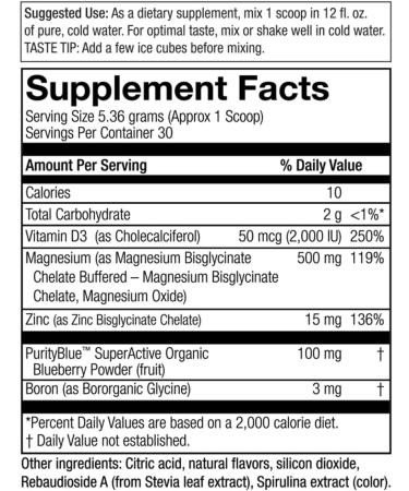MagBlue Super Powder by Purity Products - Elite Magnesium Bisglycinate Chelate with Blueberries & Key Co-Factors - Blueberry-Blast Flavor | 30 Servings - Buy Online on GoSupps.com