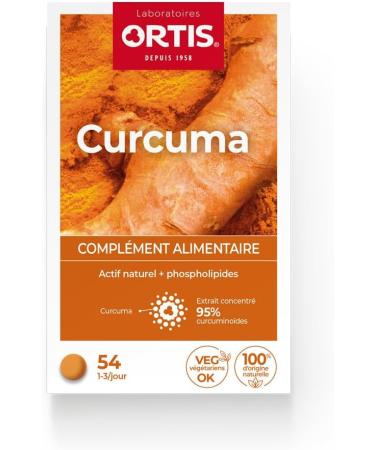 Ortis - Turmeric 54 Tablets - Food Supplement to Maintain Joint Flexibility - 100% Natural Turmeric Based for Cell Protection - Buy Online on GoSupps.com