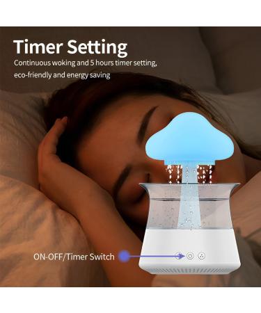 Cloud Rain Humidifier with Remote Control - 7 Color Changing Lights & Fountain Water Drop Sound - Essential Oil Diffuser for Home, Office, Bedside - White - Buy Online on GoSupps.com