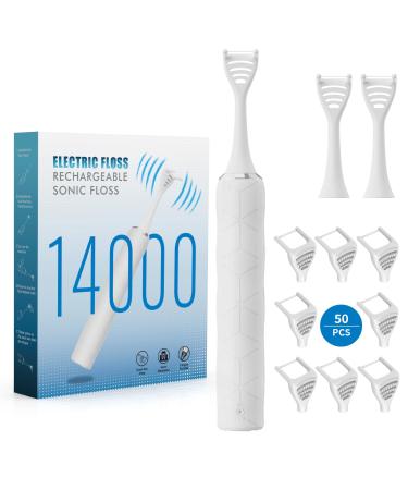 Electric Flosser for Teeth Gum Stimulator Tongue Scraper/Cleaner Electric Flossers for Adults & Kids Dual-Line Flosser