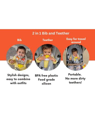 V&D HOME Baby & Toddler Dribble Bib with Teether - 0-18 Months | BPA & Phthalate Free Teething Bandana Bib - Yellow - Buy Online on GoSupps.com