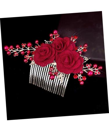 minkissy Rose Hair Comb Wedding Hair Accessories for Brides Wedding Hair Comb Rose Hair Decor Bridal Hair Side Comb Rose Flower Hair Comb Wedding Hair Side Comb Hair Decoration Red Cloth - Buy Online on GoSupps.com