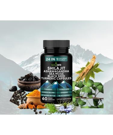 Nour Nutri Health Vitality and Wellness Support Ultra 24 in 1 Supplements Blend Ingredient includeShilajit Black Seed Oil Ashwagandha and More 60 Capsules - Buy Online on GoSupps.com