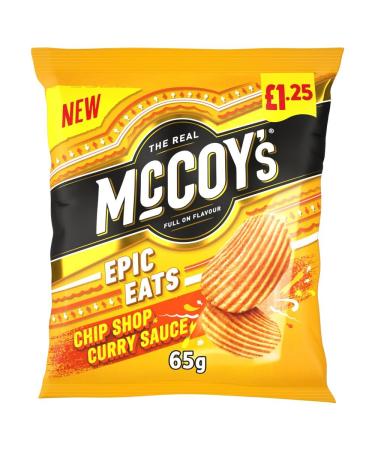 McCoy's Epic Eats Chip Shop CURRY SAUCE Sharing Crisps Sncaks 20 x 65g Bags
