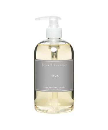 K. Hall Designs Milk Liquid Hand Soap Soothing and Creamy-Sweet Coconut Vanilla Scent Natural Liquid Soap for Bathroom & Kitchen Plant-Based Formula 12 fl oz