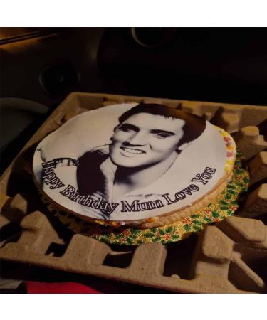 Personalised Elvis Cake Topper - Edible Icing or Wafer paper - 7.5" Round - Buy Online on GoSupps.com