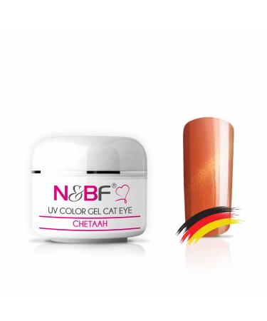 N&BF Cat Eye UV Farbgel 5ml |Cheetah middle viscoses |Magnet gel orange |Made in Germany |UV color gel with cat eyes effect |Opaque nail gel |Colorgel for Geln gel cheetah orange