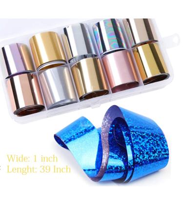 AIFAIFA Nail Foil Glue Gel 16ML Bottle with 10 Metallic Transfer Nail Foils - Manicure Art DIY Metal Stickers in Gold, Silver, Rose for Nails - Requires Nail Lamp, Soak Off - 10pcs - Buy Online on GoSupps.com