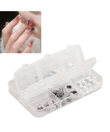 3D Black White Butterfly Nail Charms Nail Glitter Charm Rhinestones Ornaments Nail Art Decorations Glitter Accessories for DIY Craft Nail Art Design Manicure Decor