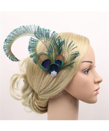 hgnxa TeaParty Fascinator Hair Clip for Party Wedding Women PeacockFeather Fascinator Hair Pin Ethnic Style Church Headdress - Buy Online on GoSupps.com