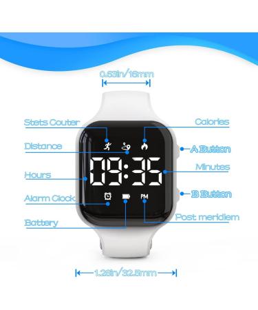 LED Kids Multifunction Steps Counting Watch - Digital Non-Bluetooth Pedometer Stopwatch Alarm Clock for Women Children White - Buy Online on GoSupps.com