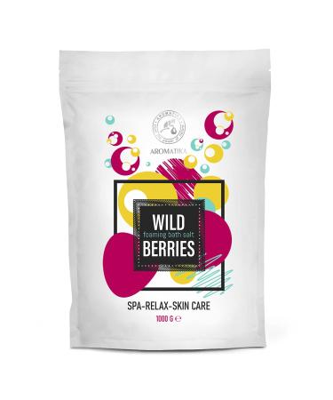 Foaming Bath Sea Salt Wild Berries 35 Oz (1000g) - Bubble Bath Salts with Almond & Grape Seed Essential Oil & Grapefruit Peel Oil for Bath Soak - Relaxing Bath - Relaxation - Aromatherapy Bath Salts