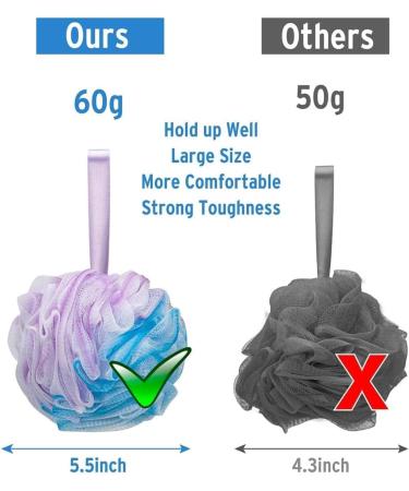 Exfoliating Bath Loofah Sponge - Shower Pouf Mesh Body Scrubber for Deep Clean - 60g - Buy Online on GoSupps.com