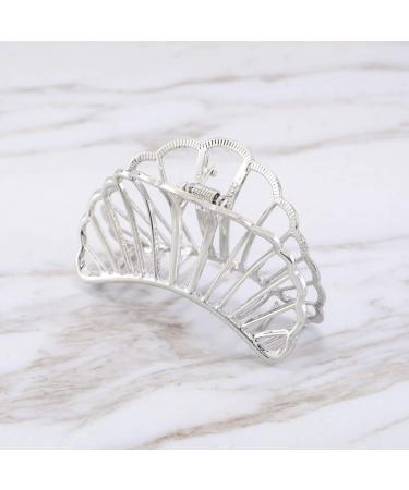 Yean Geometric Hair Claw Clip for Thick Hair - Silver Metal Jaw Clamp for Women and Girls - Buy Online on GoSupps.com