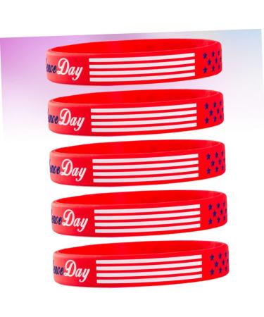 Totority 5pcs Independence Day Red Silicone Wristband Bracelets - Buy Online on GoSupps.com