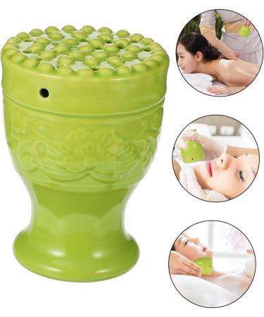Health Moxibustion Set - Ceramic Double Layer Moxa Burner Scraper Tool & Moxa Cup - Peach Blossom Design for Enhanced Wellness - Buy Online on GoSupps.com