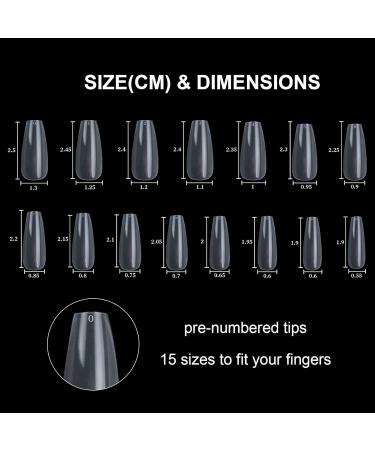 Medium Coffin Poly Extension Soft Gel Nail Tips | Clear Acrylic Ballerina Tips - 15 Sizes for Salons & DIY Nail Art - Buy Online on GoSupps.com