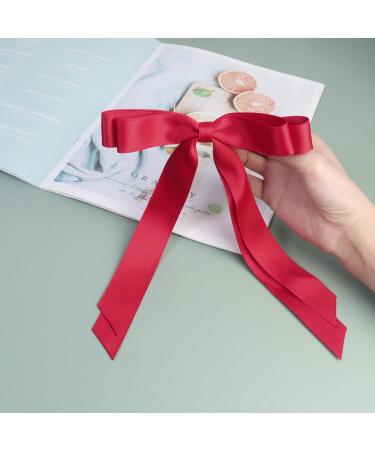 2 Pack Hair Bows for Women Black Bow Hair Clips French Barrette with Long Silky Satin Hair Ribbons for Women Girls(Black Red) - Buy Online on GoSupps.com