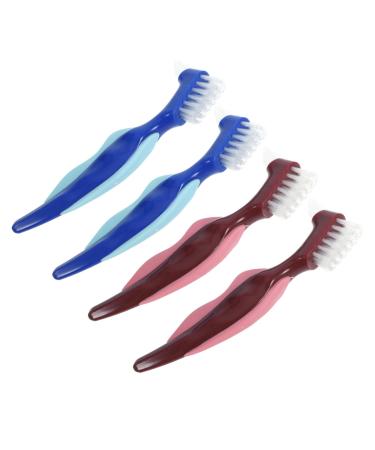 Hoement 4 pieces older prosthesis toothbrush prosthesis cleaning brush toothbrush for dentistry toothbrush dental toothbrush.