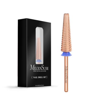 MelodySusie Super Long 5 in 1 Nail Drill Bits 3/32'' Carbide Tungsten Bits Suitable for Manicure Pedicure Cuticle Gel Polishing Professional Advanced Bits Rose Gold Series Bit-X Medium Medium-M Rose Gold