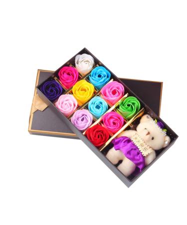 DOITOOL 12 Rose Bath Soap Loral Scented Bath Soap Ladies Bath Petals for Tub Red Pink Purple Blue Rose Essential Oil Soap Lotion Rose Soap Take a Bath Decorate