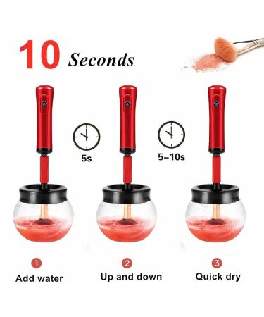 Automatic Electric Makeup Brush Cleaner & Dryer - 8 Sizes Quick Clean & Dry in Seconds - Suitable for All Brushes - Red - Buy Online on GoSupps.com