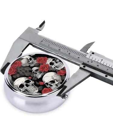 Flowers Skull Mini Round Pill Box | 3 Compartment Travel Pill Organizer | Portable Medicine Case for Home & Office - Buy Online on GoSupps.com