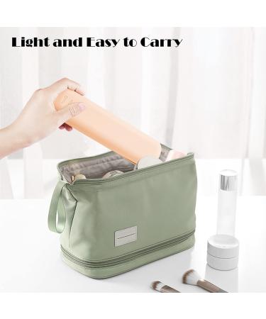 Qetlavee 2-Stk Portable Cosmetic Bag Set | Makeup Brush Holder & Sponge Organizer for Travel | Light Pink Makeup Storage - Buy Online on GoSupps.com