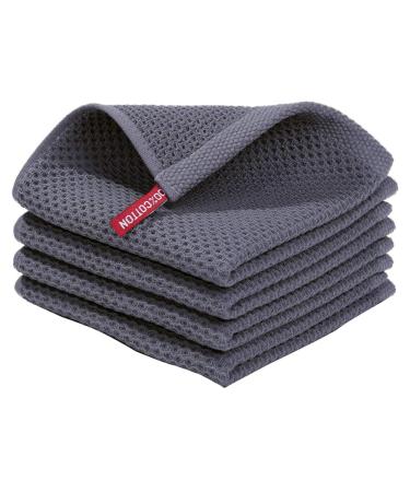 Kenntsh 100% Cotton Waffle-Weave Kitchen Dish Cloths Ultra Soft Absorbent Quick Drying Dish Towels Dark Gray