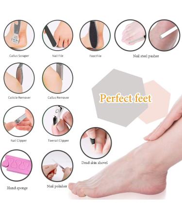 Pedicure Kit Professional 24 in 1 Foot File Set for Men and Women - Salon Quality Foot Care Tools for Home Use - Hard Skin Remover Included - Buy Online on GoSupps.com