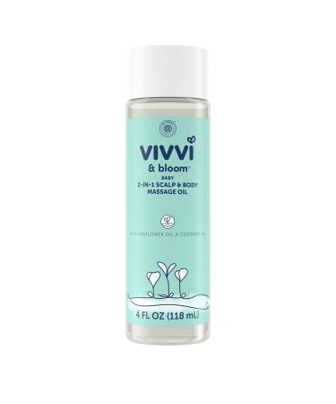 VIVVI & BLOOM Gentle 2-in-1 Baby Scalp & Body Massage Oil, Fast Absorbing Formula Ideal to Moisturize, for Massage to Remove Dry Flakes on Scalp, Hypoallergenic, 4 fl. Oz