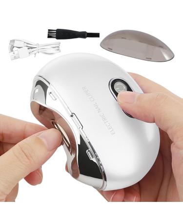 Automatic Electric Nail Clipper Electric Nail Trimmer with LED Light and 3 Speeds Electric Fingernail Cutter USB Rechargeable Electric Nail File with LCD Digital Display for Adult Seniors Baby White