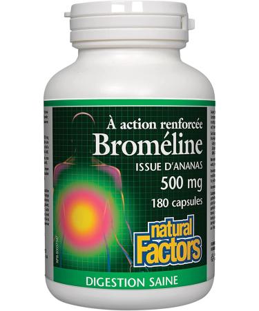 Natural Factors Bromelain 500mg - 180 Capsules for Digestive Health & Inflammation Relief - Buy Online on GoSupps.com