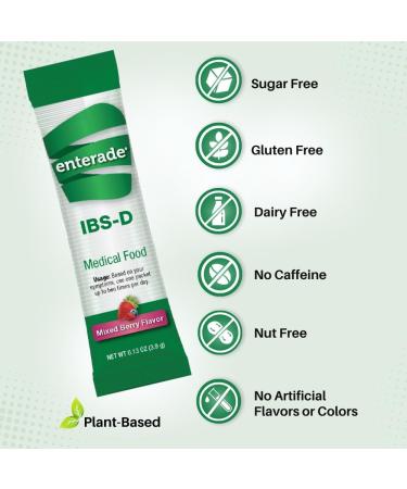 enterade IBS-D Powder Packets for IBS Relief of Symptoms from Irritable Bowel Syndrome with Diarrhea (IBS-D) Mixed Berry 30 Single-Serving Powder Packets Mixed Berry 3 pack (30ct) - Buy Online on GoSupps.com