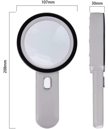Oversized 12 LED Handheld Magnifier and Light XYK 20X Oversized Illumination Magnifier for Reading Checking Exploring Hobbies etc. (White) Made in China - Buy Online on GoSupps.com