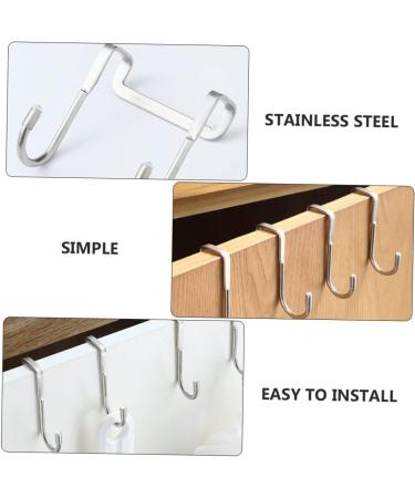 FUNOMOCYA 6pcs Over Cupboard Purse Hanger Door Hanger Hat Hooks Multifunction S Hook Stainless Steel 7.5X6.5CM Silver - Buy Online on GoSupps.com