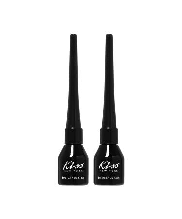 KISS New York Smudge-Proof Easy-to-Control Liquid Eyeliner (2 PACK)