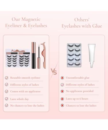 10 Pairs Magnetic Eyelashes & 2 Tubes of Eyeliner Kit - Waterproof & Reusable False Lashes - Easy to Apply & Long Lasting - No Glue Needed - Natural Look - With Applicator - Buy Online on GoSupps.com