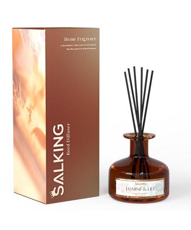 Salking Jasmin & Lilie Raumduf Diffuser Rods fragrance oil diffusers room fragrance diffuser with natural essential oil intensive room fragrance set 240ml with rattan sticks for space at home office spa