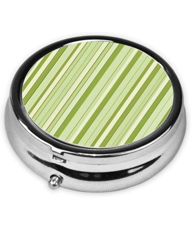 Classic Green Striped Mini Round Pill Box - 3 Compartment Travel Organizer for Home & Office - Buy Online on GoSupps.com