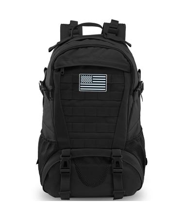 Jueachy Tactical Backpack for Men Hiking Day Pack Molle Military Rucksack Waterproof 30L EDC Bag with USA Flag Patch Black