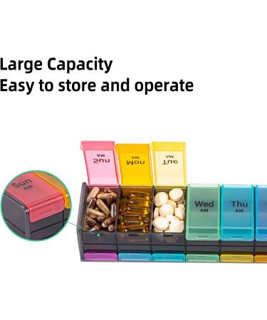 Large Weekly Pill Organizer 2x Daily - AM PM Pill Case for Vitamins & Meds | 7-Day Travel Pill Box - Buy Online on GoSupps.com