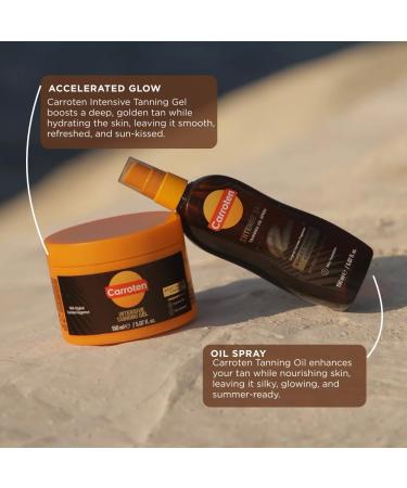 Carroten Intensive Tanning Gel + Oil Spray | Browning Tan Accelerator | Carrot & Coconut Oil | Vitamin A + E for Moisture & Hydration | Water-Resistant, Non-Greasy | Made in Greece | 5 oz Each - Buy Online on GoSupps.com