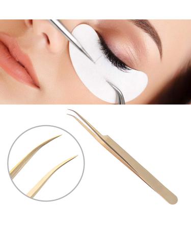Gold Stainless Steel Eyelash Extension Tweezers - Straight and Curved Tip Set - Buy Online on GoSupps.com