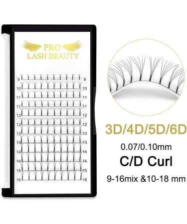 5D-C-0.10-10 Pre Made Fan Eyelash Extensions - Russian Volume Lashes 0.07 0.10 C D Curl - 10mm Long Stem Premade Fans - Buy Online on GoSupps.com