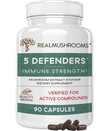 5 Defender Supplements - Chaga, Shiitake, Maitake, Turkey Tail, & Reishi Mushroom - Promote Better Immune Support & Overall Wellbeing 90 Count (Pack of 1)