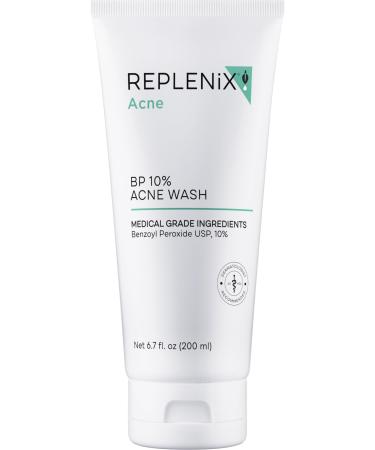 Replenix BP Acne Face Wash 6.7 Fl Oz Non-Oily Benzoyl Peroxide Facial Cleanser with Medical-Grade Ingredients for Acne-Prone Skin Gently Unclogs & Refines Pores Non-Drying & Non-Irritating 10% Benzoyl Peroxide